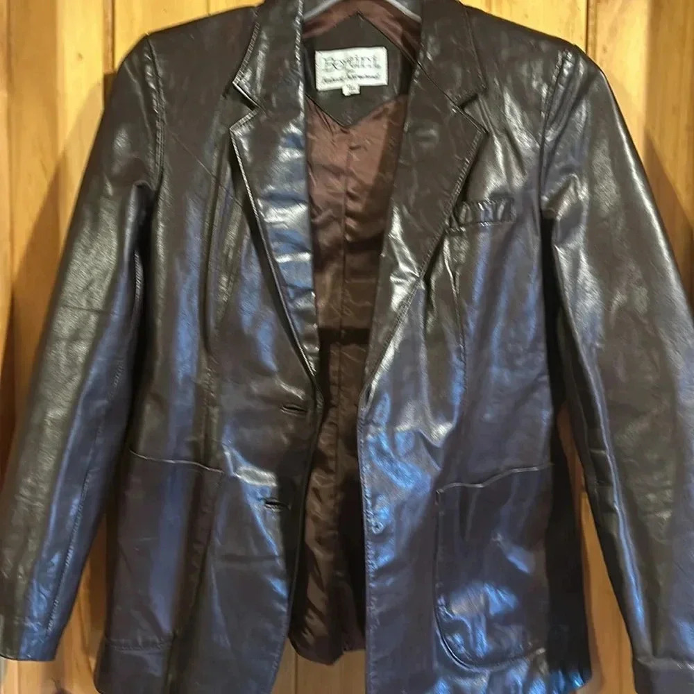 Bertini 100% Brown Leather 2 Button Jacket - Picture 3 of 7